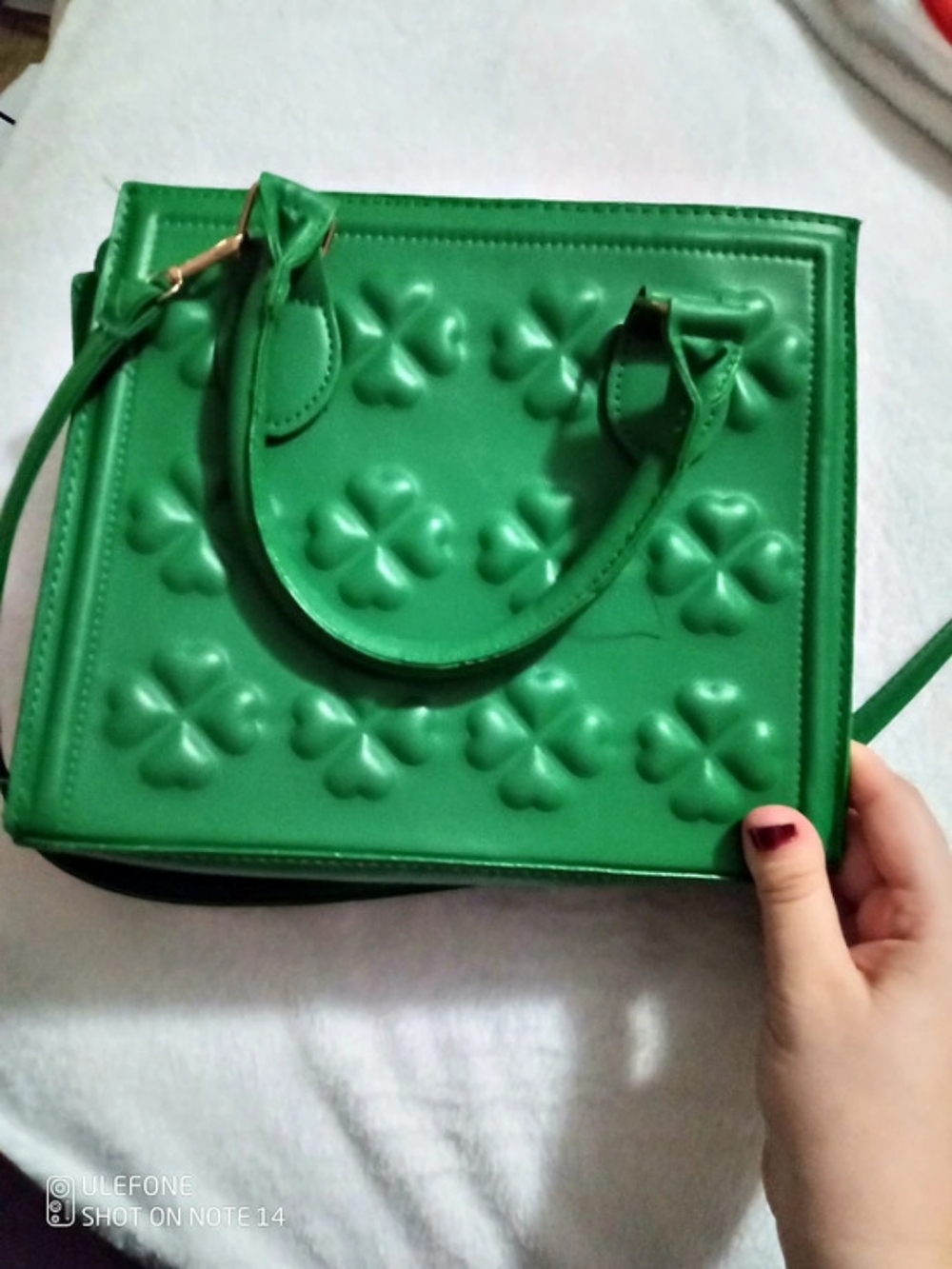 Green Embossed Shoulder Bag